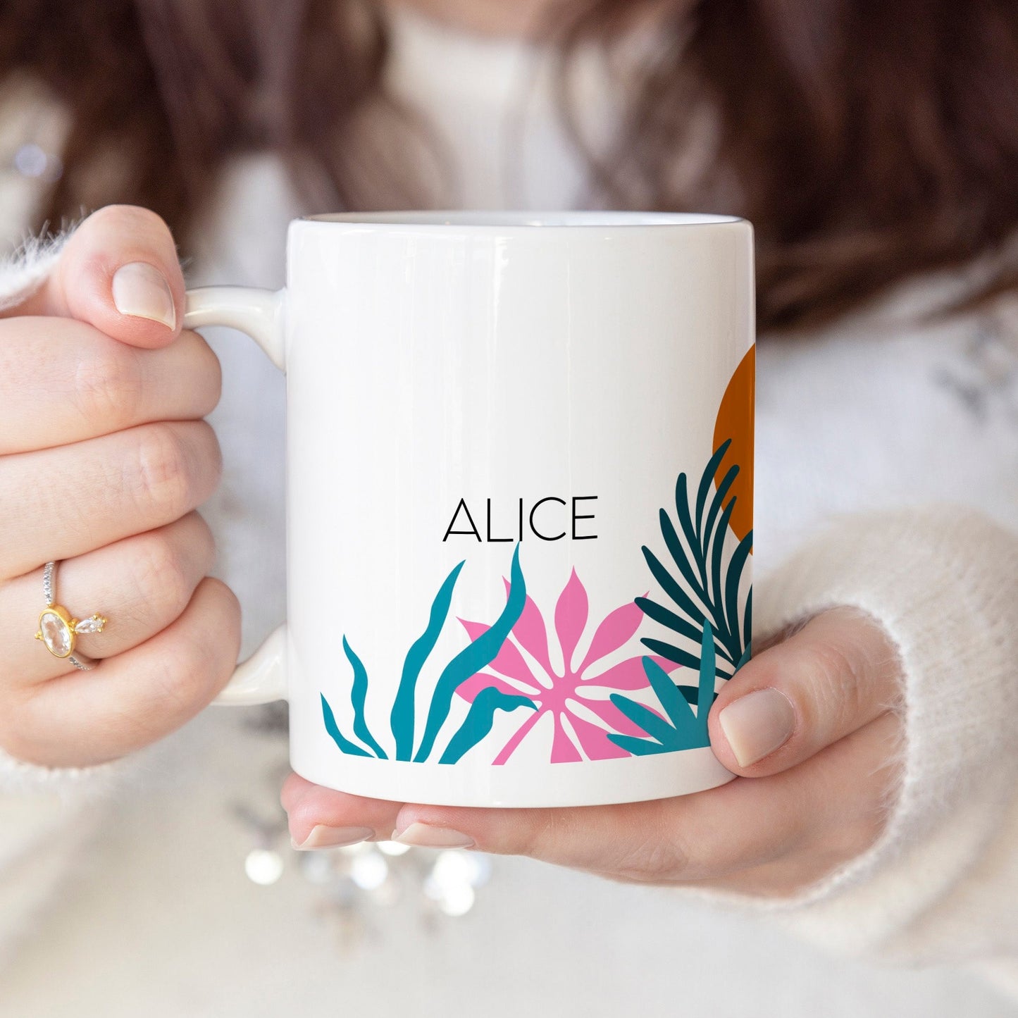 Sunset woman - Custom name mug