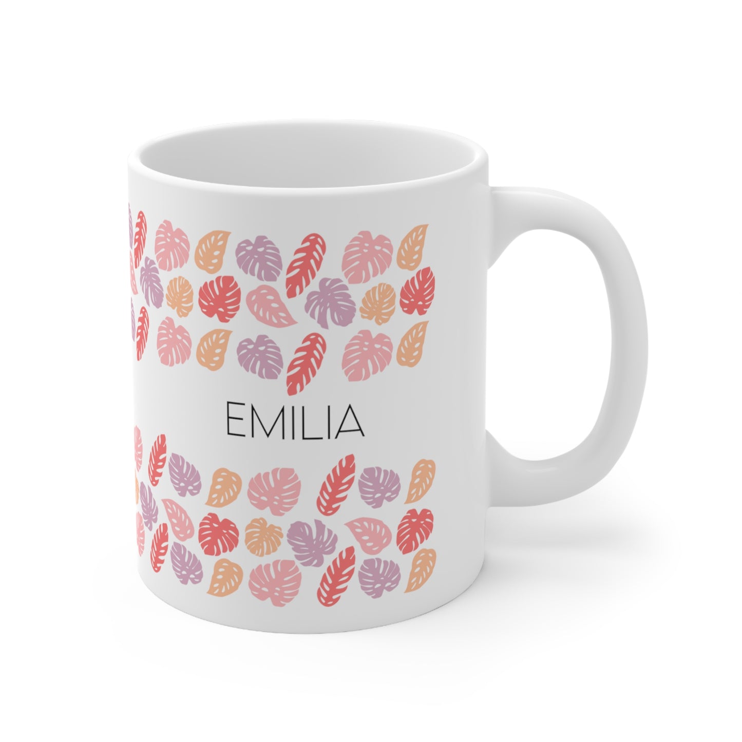 Tropical leaves - Custom name mug