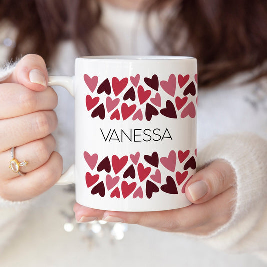 Hearts - Custom name mug