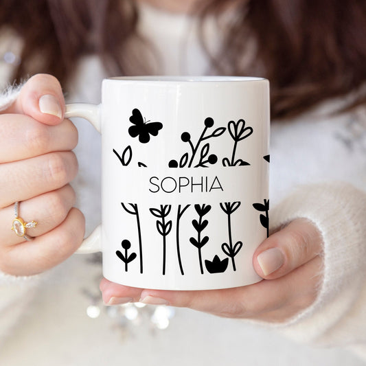 Flowers - Custom name mug