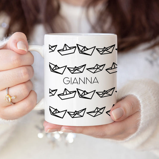 Paper boat - Custom name mug