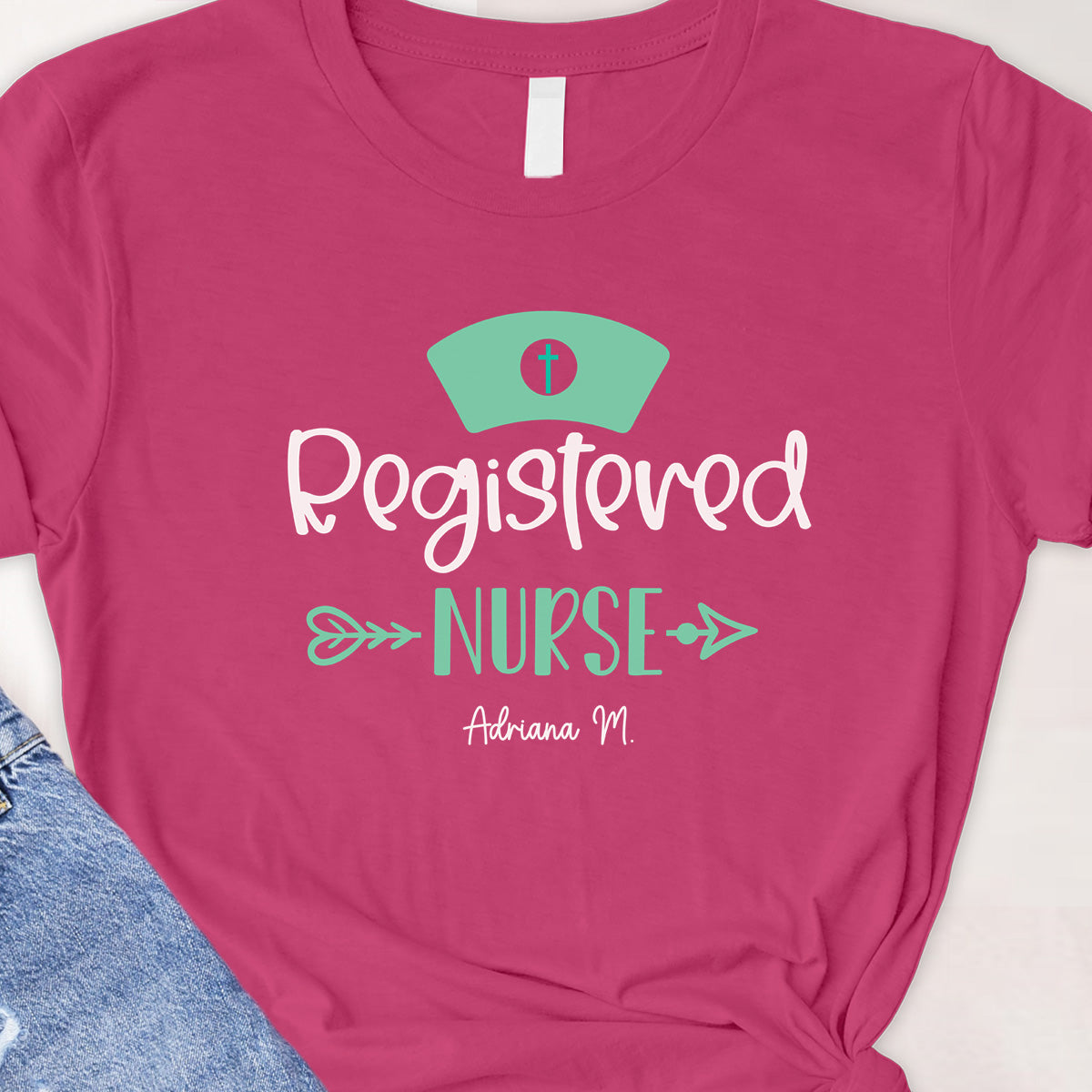 Register Nurse with narrow Tee - Custom name