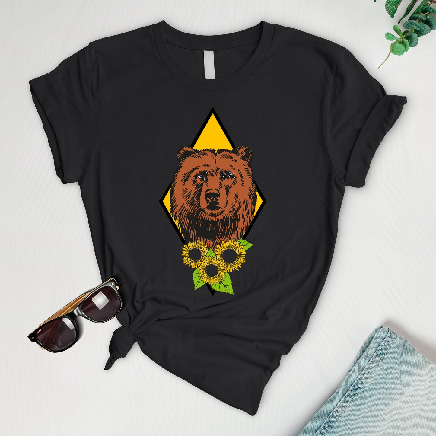 Bear with flowers peace Tee